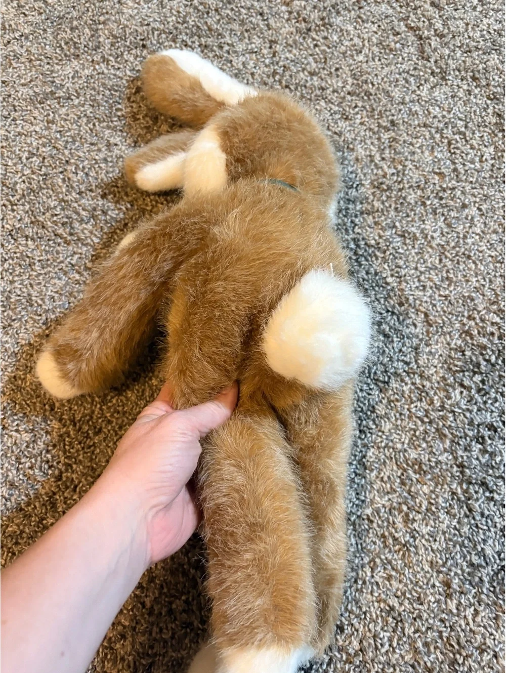 Vintage Gund Brown and White Plush Bunny Rabbit Stuffed Animal